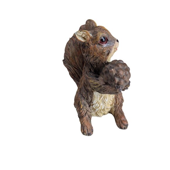 Hand-Painted Resin Squirrel Figurine Holding Acorn Woodland Animal Decor - Picture 2 of 8